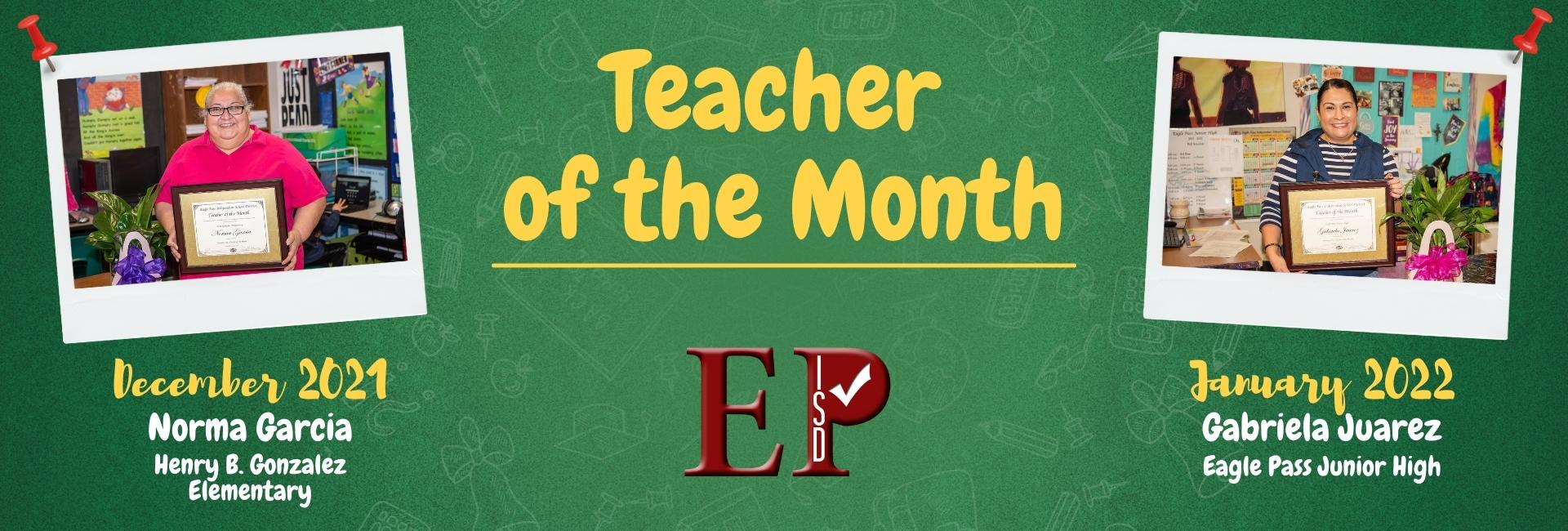 Teacher Of The Month Dec and Jan banner